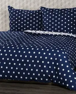 4Home Bavlněné povlečení Stars Navy blue, 140 x 200 cm, 70 x 90 cm