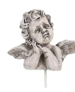 Pietní dekorace Anděl - pietní zápich, polyresin, šedá