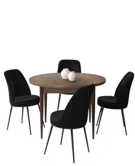 Dining Table & Chairs Set (5 Pieces) Tor - Baroque, Black