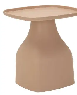 Estila Moderní oblý čtvercový růžový příruční stolek Avanguardio s hladkým povrchem a keramickým vzhledem 50 cm