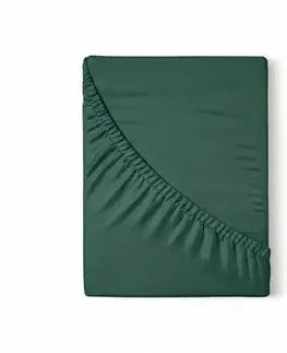 Kvalitex Saténové prostěradlo s gumou tmavě zelená, 120 x 200 cm