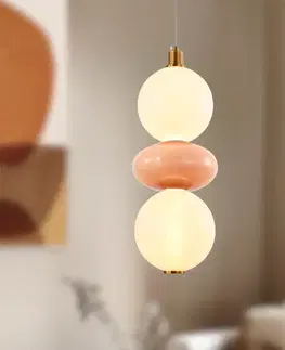 FLORES lampa wisząca mosiężny+brązowy 12W LED 3000K klosz biały