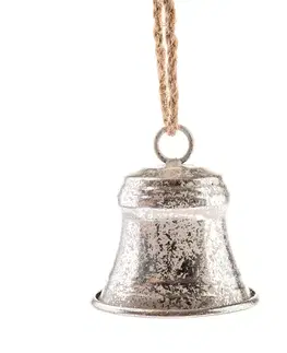 Kovový zvonek 7,5 cm, barva stříbrná, rustik
