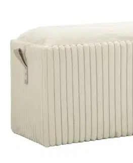 Estila Designová skandinávská lavice Minna s úložným prostorem a prošívaným plyšovým potahem v bílé barvě 113 cm