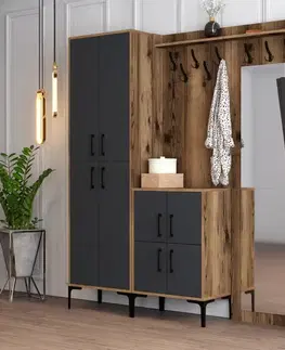 Předsíňová stěna Berlin ABC - Walnut, Anthracite