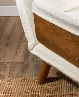 Rozkládací křeslo Cosmo Single - Teddy Fabric-White