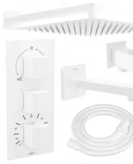 MEXEN/S Cube DR02 podomítkový vanový SET s vytokovou hubicí + slim sprcha 30, bílá 77503DR0230-20