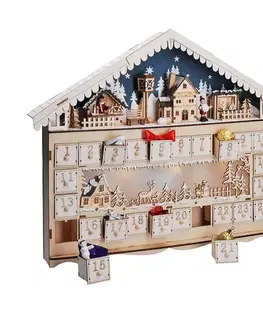 Solight LED adventní kalendář  horská chata, 10x LED, 50x40cm, 2x AA