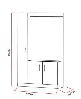 Předsíňová stěna Naturel - Teak, White