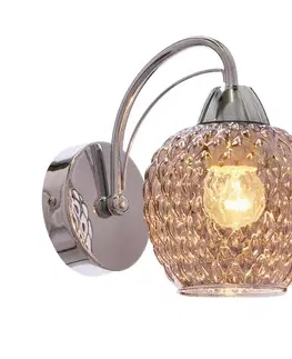 TOBIAS chromová nástěnná lampa 1x40W E27 kouřové stínidlo