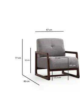 Křeslo ušák Athena Bergere - Light Grey, Walnut