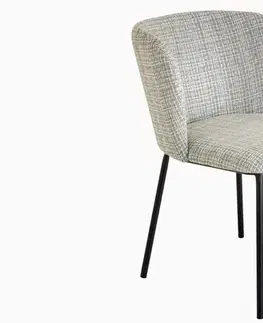 Estila Designová retro boucle jídelní židle Olive v zelené barvě s černými nožičkami 75 cm