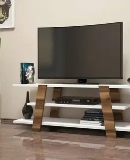 TV stolek Flower - Walnut, White