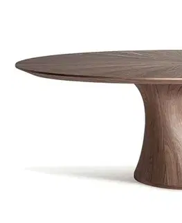 Estila Luxusní moderní hnědý jídelní stůl Eloria s oválnou vrchní deskou s asymetrickou nohou 240 cm
