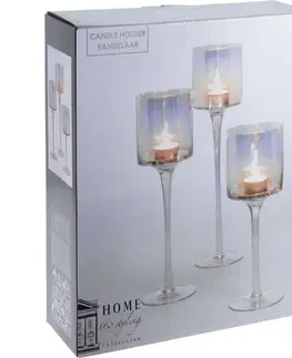 Sada dekorativních skleněných svícnů Home and Styling, 3 ks