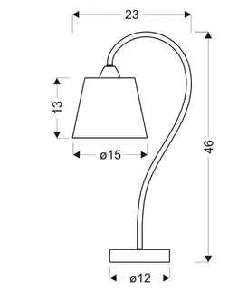 Chromová kancelářská stolní lampa s látkovým stínidlem Luk