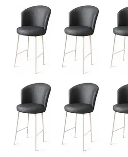 Bar Stool Set (6 Pieces) Uras - Anthracite, White