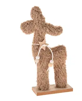 Vánoční dekorace Textilní sobík  23 cm, chlupatý fleece