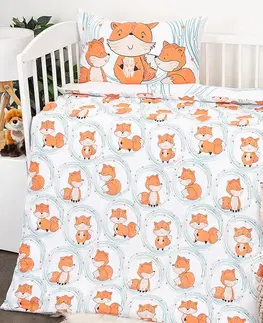 4Home Dětské bavlněné povlečení do postýlky Foxes, 100 x 135 cm, 40 x 60 cm