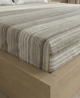 Kvalitex Bavlněné napínací prostěradlo Proužek šedobéžová, 200 x 200 cm