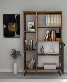 Knihovna Meldan Anthracite and Walnut