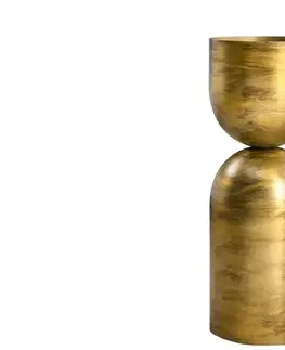 Estila Art deco kovový zlatý kulatý podstavec na květiny Sola ve tvaru přesýpacích hodin 69 cm