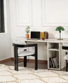 Psací stůl Twin Study Desk - Freesia Marble, Black