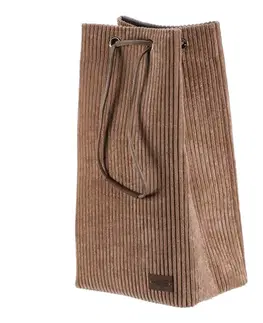 Látkový prádelní koš stahovací CORD, hnědá