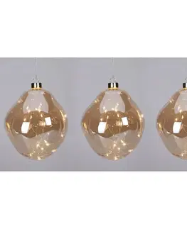 Sada vánočních LED ozdob Organic ball 3 ks, zlatá