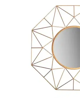 Estila Stylové art deco nástěnné kulaté zrcadlo Diamont se zlatým rámem s diamantovým vzorem 80 cm