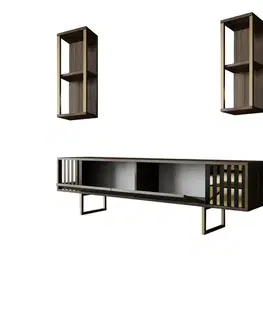Televizní stolek s policemi Linie Walnut and Gold