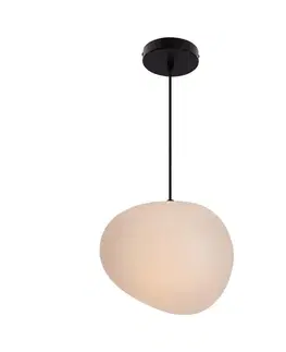 Závěsná lampa STONES 25 cm v japonském stylu - s bílým stínidlem inspirovaným kamenem - minimalistické stropní osvětlení do obývacího pokoje E27
