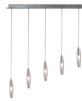 Skleněná závěsná lampa chrom 5xG4 Galaxy