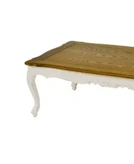 Estila Luxusní provence konferenční stolek Preciosa v krémově bílé barvě s vyřezávaným zdobením 130cm
