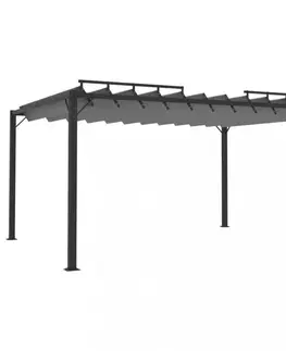 Pergola s lamelovou střechou 3 x 4 m hliník / látka Dekorhome