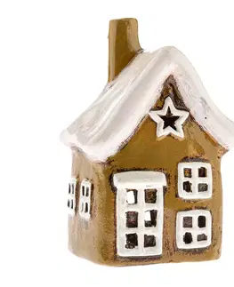 Keramický svícen na svíčku Domek, 14 cm, 14 cm