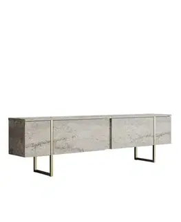 TV stolek Luxe - Travertine, Gold