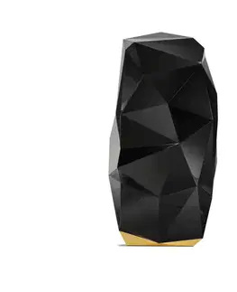 Estila Luxusní art-deco černý podlahový trezor na pozlacené vyřezávané podstavě asymetrickou konstrukcí Diamond 160 cm