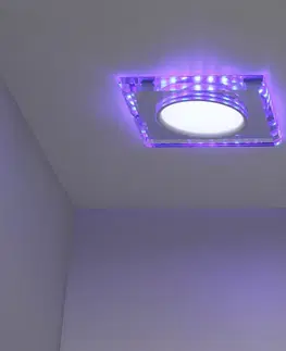 Stropní svítidlo chrom/modré čtvercové LED SSP-22