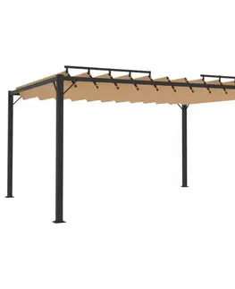 Pergola s lamelovou střechou 3 x 4 m hliník / látka Dekorhome