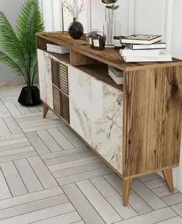 Skříňka Milan Walnut and White Marble