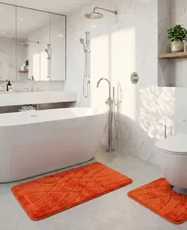 Kvalitex Koupelnová a WC předložka Dráhy oranžová, 60 x 100 cm, 60 x 50 cm