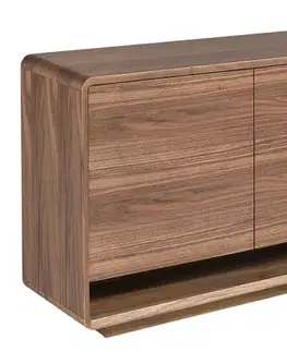 Estila Luxusní moderní třídveřový příborník Vita Naturale v hnědé barvě se zaoblenými hranami a otevřenou spodní policí 180 cm