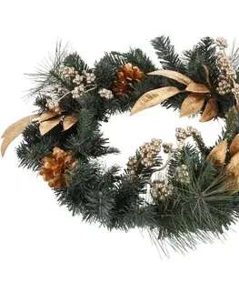 Vánoční věnec Berry and pinecone zlatá, 45 x 10 x 39 cm