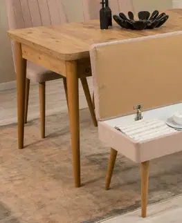 Set s rozkládacím stolem, židlemi a konzolou (6 kusů) Vina Bench 04 0900 - Atlantic Pine, Stone