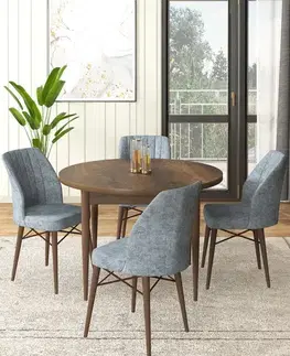 Dining Table & Chairs Set (5 Pieces) Rox - Baroque, Grey