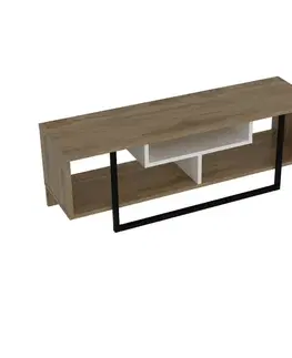 TV stolek Asal (120) - Oak, White, Black