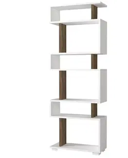 Knihovna Blok - White, Walnut