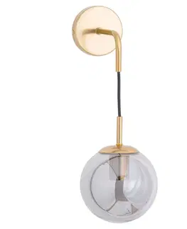 Estila Art-deco stylová nástěnná lampa Globe s kouřovým motivem zlaté barvy z kovu 60cm