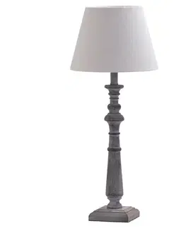 Estila Rustikální stolní lampa Boisé v šedé barvě s béžovým lněným stínidlem 50 cm
